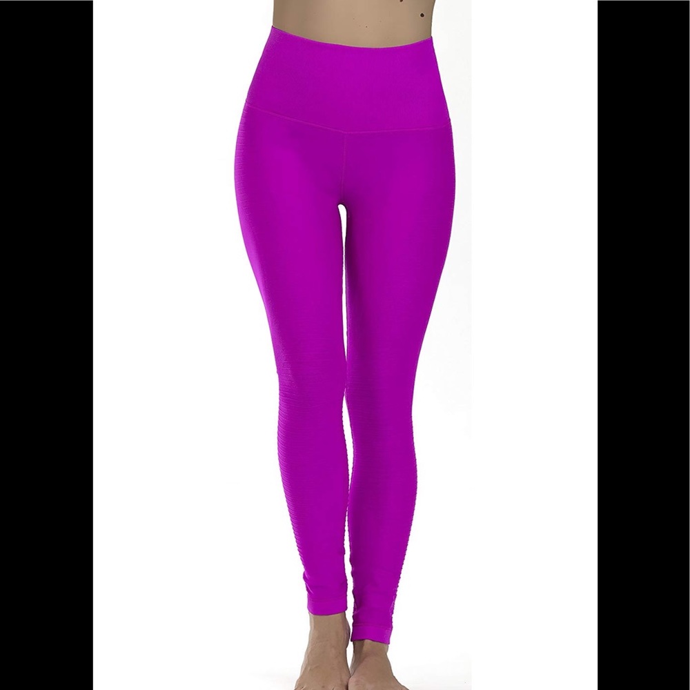 Magenta Compression Leggings With Slimming Tummy